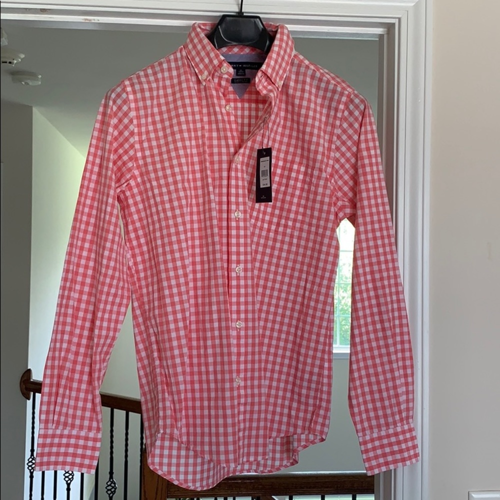 NEW Pink Plaid Tommy Hilfiger Button Down Flannel